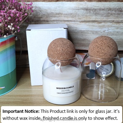 Classic Candle Vessel Jars Luxury Heat Resistant Borosilicate 500ML Glass Jar With Wooden Round Cork Ball Lids