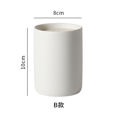 Matte White Modern Solid Color Cylindrical Ceramic Candle Jar Container for Making