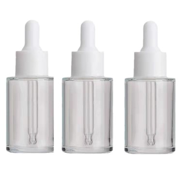 Hot Sell Luxury Transparent 15ml Empty Glass Essential Oil Screen Printing Personal Care Glass Dropper Bottle with Dropper Cap