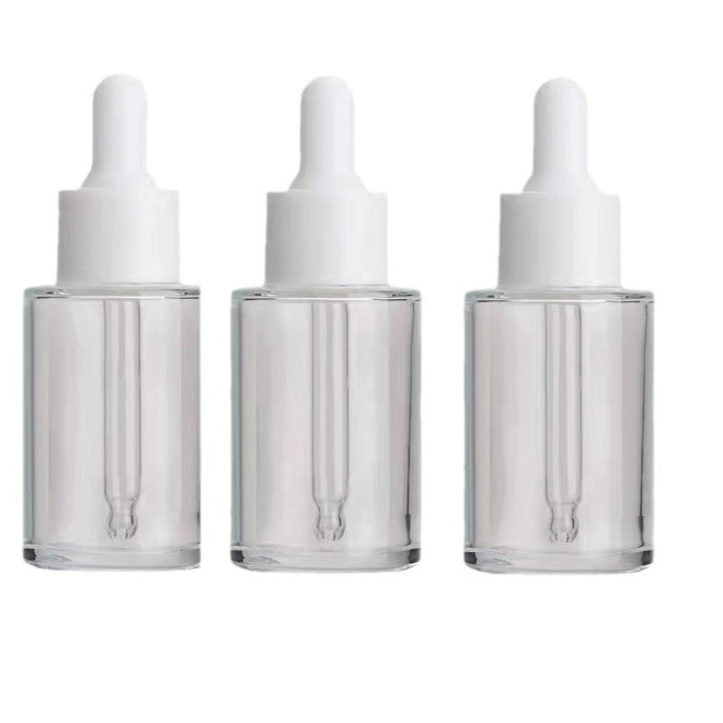 Hot Sell Luxury Transparent 15ml Empty Glass Essential Oil Screen Printing Personal Care Glass Dropper Bottle with Dropper Cap