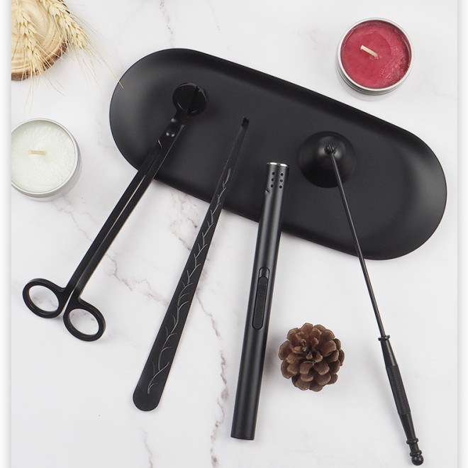 Wholesale Factory Direct 3 in 1 Candle Wick Trimmer Dipper Snuffer with Tray Accessories Scissors Set