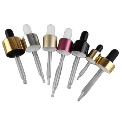 Hot Sale 18/400 18/410 Aluminum Silver Gold Essential Oil Glass Bottle Dropper