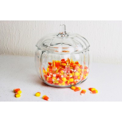 Clear Pumpkin Shaped Glass Candle Jar Holders Empty Lanterns and Candle Jars With Pumpkin Design