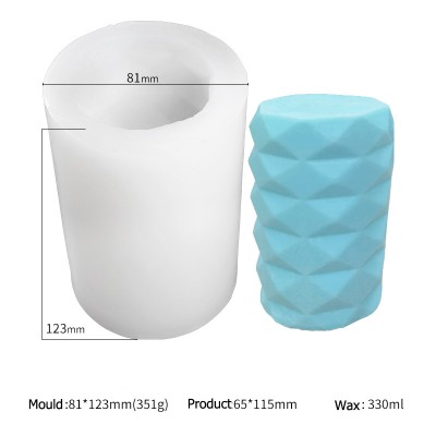 New Cylindrical Pillar Candle DIY Diamond Shaped Aromatherapy Big Candle Silicone Mold