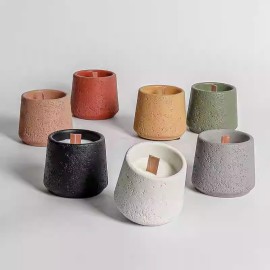 Cross-border Lengshan Series Cement Aromatherapy Candle Cup DIY Fire-free SPAR Indoor Romantic Lasting Fragrance Accompanying Ce