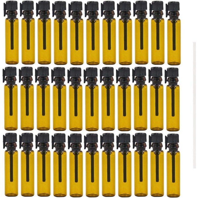 Stock 1ml 2ml Mini Glass Vial With Plastic Stopper Empty Glass Perfume Test Tube Sample Display Bottles