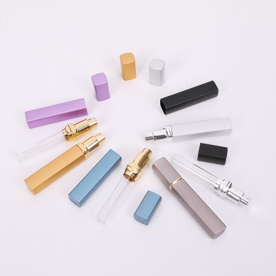 12ml Square Perfume Spray Bottle, Aluminum Foil Shell, Glass Inner Liner, Portioning , Portable , Empty