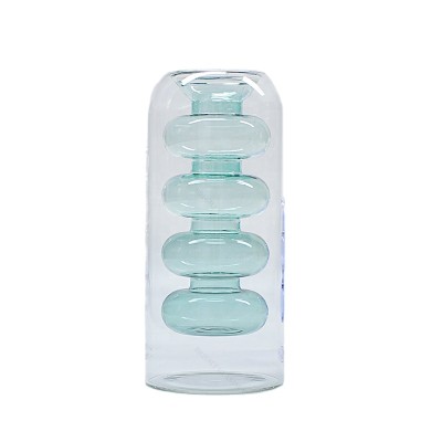 Hand Blown Double Layer Colorful Borosilicate Aromatherapy Empty Glass Fragrance Reed Diffuser Bottle 50ml 100 150