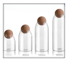 Transparent High Borosilicate Glass Hot Sale Sealed Jar Round Ball Cork Tea Cereal Large Capacity Storage