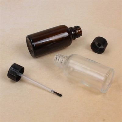 4 Pcs 20ml Empty Refillable Nail Polish Bottles Glass Varnish Containers with Brush Cap for Art