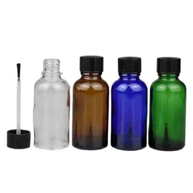 Plastic Glass Transparent Amber Brush Bottle Brush Cap Touch up Glue Paint Bottle Nail Polish Essential Oil Bottle