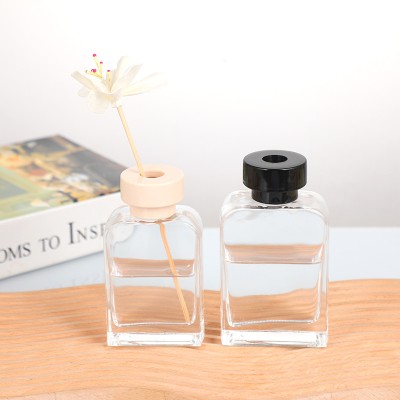 Square Flat Aroma Bottle Transparent Glass Bathroom Expanding Container European Style Simple Home Dec