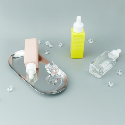 Hot Sale 30ml 50 100 120 square Glass Bottle with Droppers and Pumps Wholesale