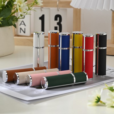 5ml Perfume Portioning Bottles, Leather High-end Cosmetic Spray Empty , Glass Inner Liner Portable