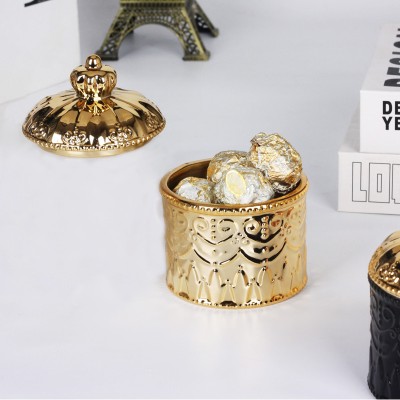 Luxury Ceramic Jar Golden Large Colorful Empty Decorative White Storage Candle with Lid