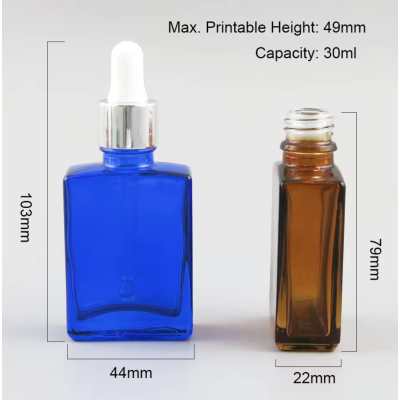 30ml 1oz Luxury Empty square Glass Essential Oil Serum Dropper Bottle for Cosmetic Package