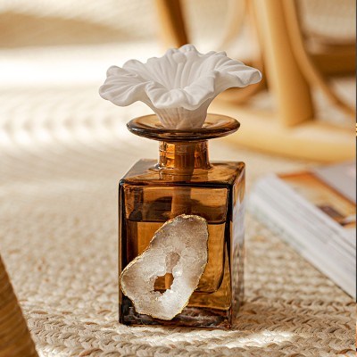 Luxury Bathroom Essential Oil Diffuser Reed  Sticks Jasmine Rose Brown Perfume Glass