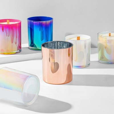 12 oz Colorful Iridescent White Gloss Candle Jar