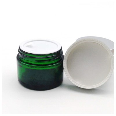 1oz 30ml Wholesale Green Container Cosmetic Packaging Storage Cream Glass Jar with Black Lid