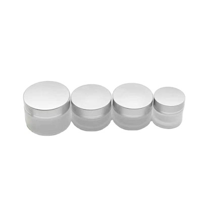 Cosmetic Packing 5g 10g 15g 30g 50g 100g Matte Black clear Amber Glass Cream Jar with Gold Black Sliver Aluminium Cap in Stock