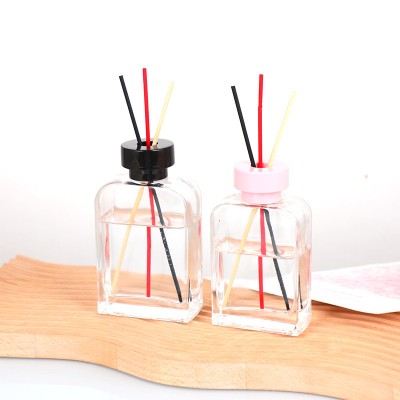 Square Flat Aroma Bottle Transparent Glass Bathroom Expanding Container European Style Simple Home Dec