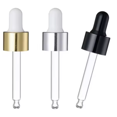 Hot Sale Glass Oil Dropper 18/410 20/410 Cosmetic Dropper Childproof Glass Dropper for Essential Oil Bottle