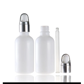 Wholesale 30ml Round Glass Essential Oil Skincare Porcelain White Perfume Bottle with Dropper