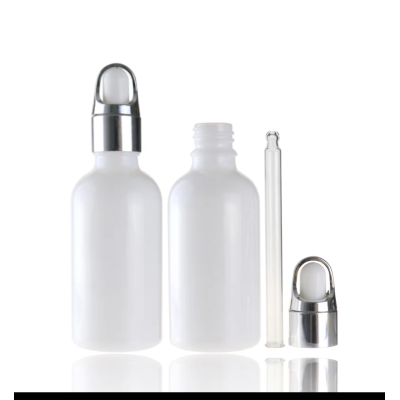 Wholesale 30ml Round Glass Essential Oil Skincare Porcelain White Perfume Bottle with Dropper