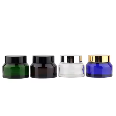 1oz 30ml Wholesale Green Container Cosmetic Packaging Storage Cream Glass Jar with Black Lid