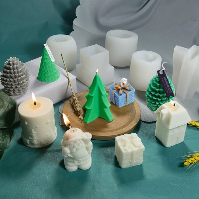 Custom 3D Christmas Pine Cone Silicone Candle Mold DIY Handmade Aromatherapy DIY Set Pine Cone Cube Candle Mould