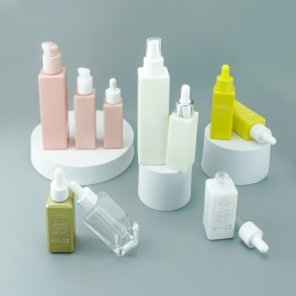 Hot Sale 30ml 50 100 120 square Glass Bottle with Droppers and Pumps Wholesale