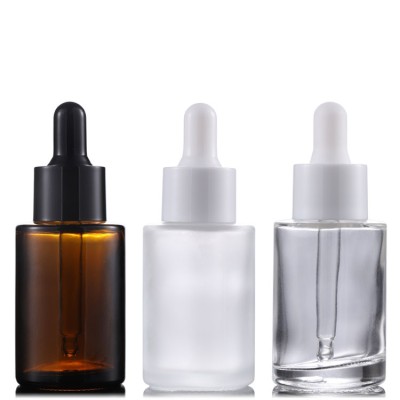 Hot Sell Luxury Transparent 15ml Empty Glass Essential Oil Screen Printing Personal Care Glass Dropper Bottle with Dropper Cap