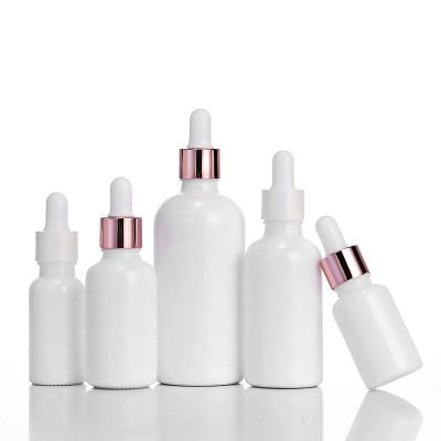 Wholesale 30ml Round Glass Essential Oil Skincare Porcelain White Perfume Bottle with Dropper