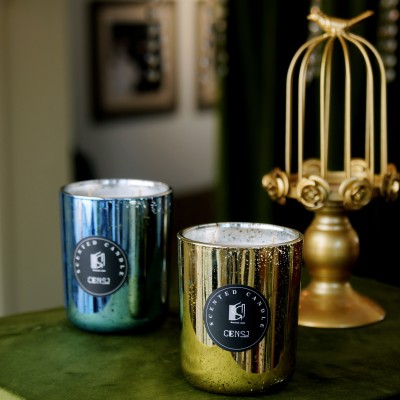 Factory Wholesale 20oz Luxury Shinny Wedding Favors Fragrance Custom Soy Wax Scented Candle in Glass Jar