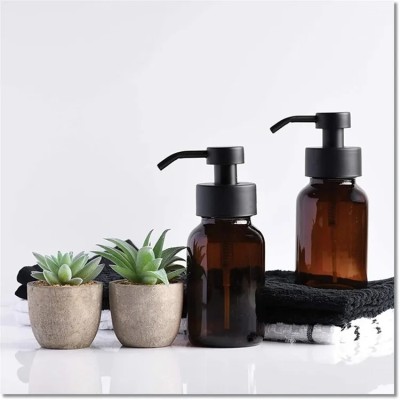 8oz 250ml Essence Oil Bottles Empty Refillable Amber Glass Foaming Hand Soap Dispenser Bottle Foam Cleanser