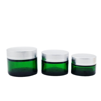 1oz 30ml Wholesale Green Container Cosmetic Packaging Storage Cream Glass Jar with Black Lid