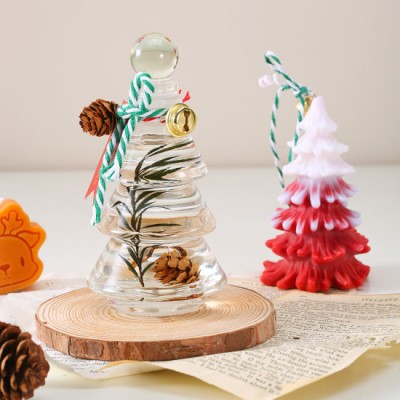 Unique Christmas-Tree-Shaped Aroma Glass Reed Diffuser Bottle 80ml Aromatherapy Essential Oil