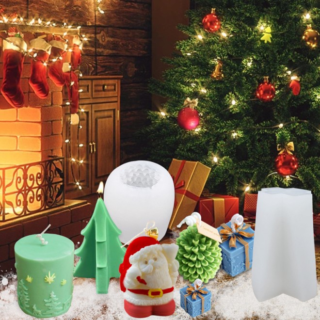 Custom 3D Christmas Pine Cone Silicone Candle Mold DIY Handmade Aromatherapy DIY Set Pine Cone Cube Candle Mould