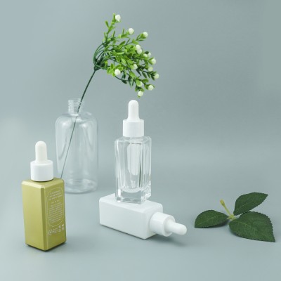 Hot Sale 30ml 50 100 120 square Glass Bottle with Droppers and Pumps Wholesale