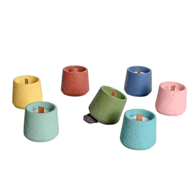 Cross-border Lengshan Series Cement Aromatherapy Candle Cup DIY Fire-free SPAR Indoor Romantic Lasting Fragrance Accompanying Ce