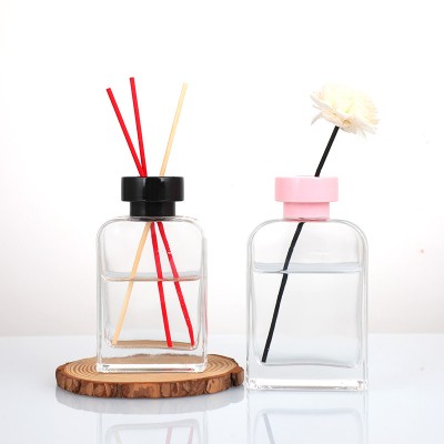 Square Flat Aroma Bottle Transparent Glass Bathroom Expanding Container European Style Simple Home Dec