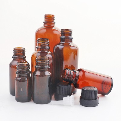 5ml 10ml 15ml 30ml 50ml 100ml Clear Blue Green Amber Glass Essential Oil Bottle With Tamper Evident Cap and Orifice Reducer