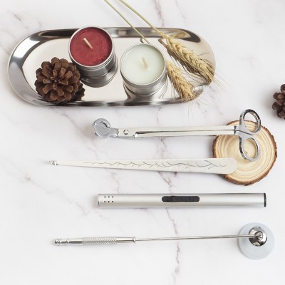 Candle Wick Candle Scissors Snuffer Wick Trimmer Dipper Candle Accessory Set Tools with Electric Lighter