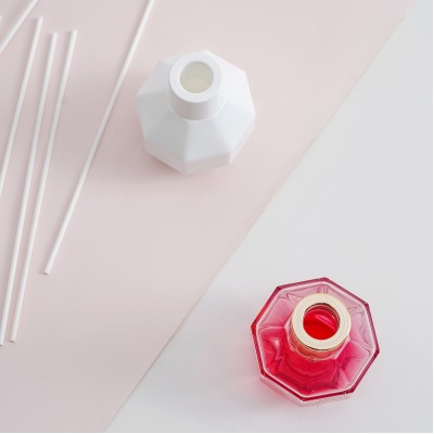 Screen Printing Round White Glass Empty Perfume Reed Diffuse Glass Bottle for Home