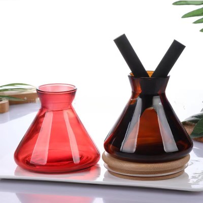 In Stock Wholesale Aromatherapy Bottle Glass Empty Conical Rattan Hotel Decorative Ornaments Fire Free Bottle