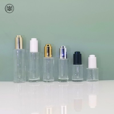 20ml 30 40 50 60 80 100 150 Round Amber Black Frosted Glass Flat Shoulder Essectial Oil Serum Dropper Bottle