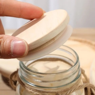 Various Sizes Reusable Wooden Wide Mouth Mason Jar Lids Kitchen Organization Bottle Sealing Caps Canning Storage Closures