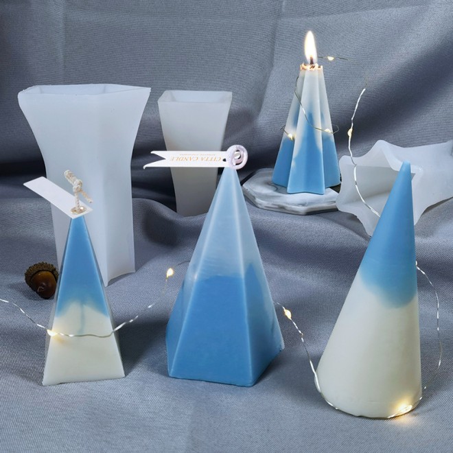 Pyramid Candle Silicone Mold DIY Geometric Cone Scented Candle Mold
