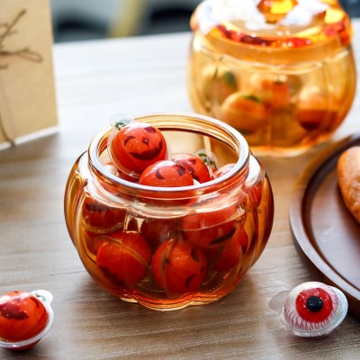 Clear Pumpkin Shaped Glass Candle Jar Holders Empty Lanterns and Candle Jars With Pumpkin Design