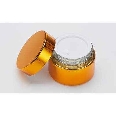 5g 10g 20g 30g 50g Uv Plated Gold Cosmetic Packaging Glass Skin Care Cream Jar Cosmetic Glass Jars With Cap